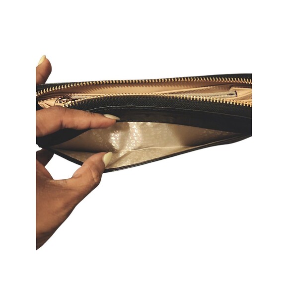 Kate Spade NY Faux Croc Black Leather Wallet Neda Designer Zip Around Long Coin - Picture 6 of 7